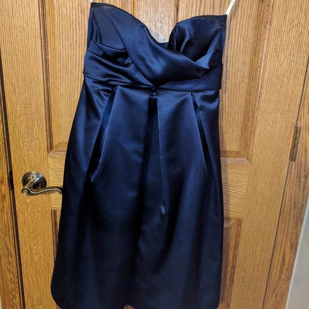 Navy blue strapless dress